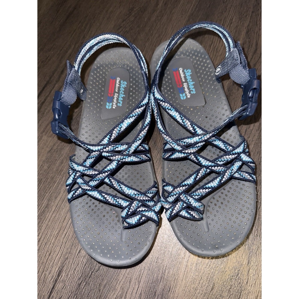 Skechers Outdoor Lifestyles Sport Sandals Navy & White Buckle Women's Size 6